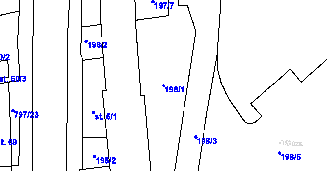 Parcela st. 198/1 v KÚ Hrabůvka, Katastrální mapa