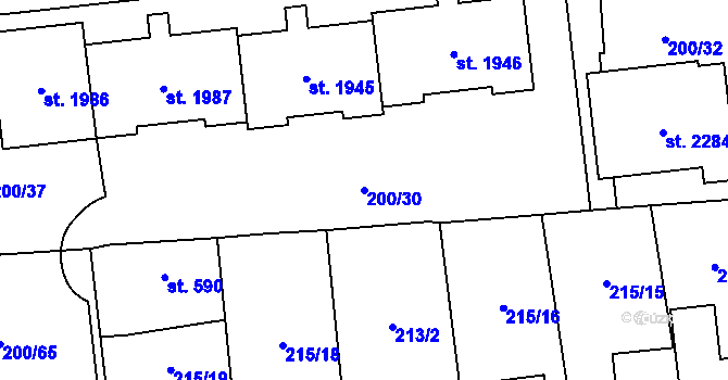 Parcela st. 200/30 v KÚ Hrabůvka, Katastrální mapa