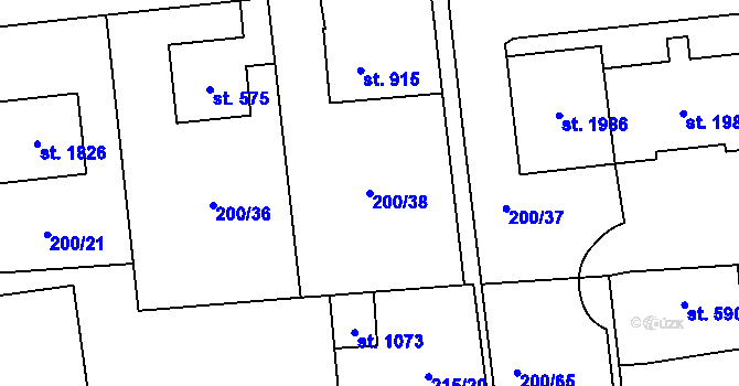 Parcela st. 200/38 v KÚ Hrabůvka, Katastrální mapa