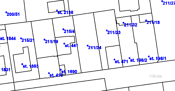 Parcela st. 211/24 v KÚ Hrabůvka, Katastrální mapa