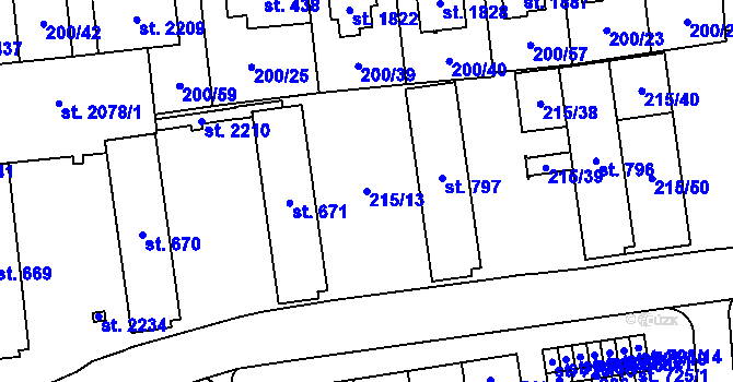 Parcela st. 215/13 v KÚ Hrabůvka, Katastrální mapa