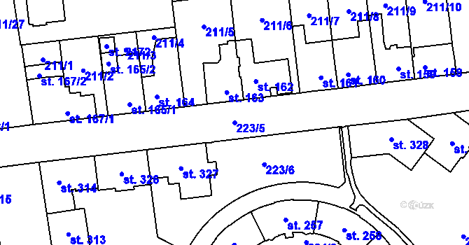 Parcela st. 223/5 v KÚ Hrabůvka, Katastrální mapa