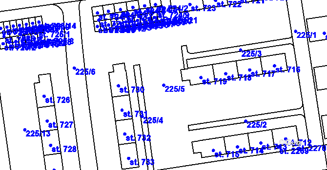 Parcela st. 225/5 v KÚ Hrabůvka, Katastrální mapa