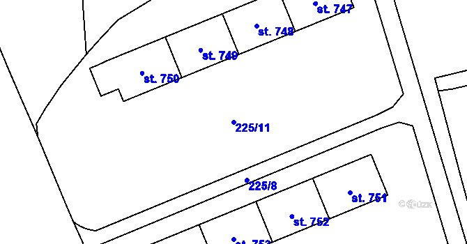 Parcela st. 225/11 v KÚ Hrabůvka, Katastrální mapa