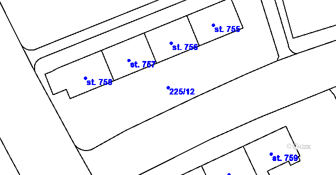 Parcela st. 225/12 v KÚ Hrabůvka, Katastrální mapa