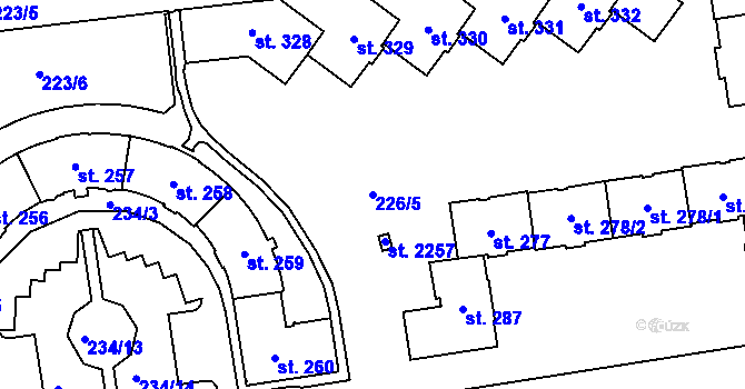 Parcela st. 226/5 v KÚ Hrabůvka, Katastrální mapa