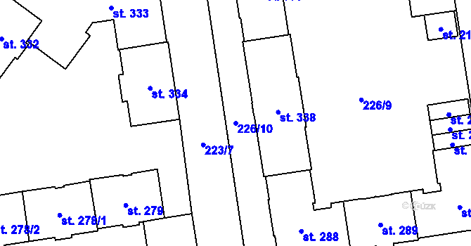 Parcela st. 226/10 v KÚ Hrabůvka, Katastrální mapa