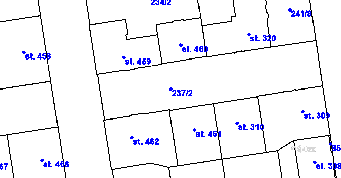 Parcela st. 237/2 v KÚ Hrabůvka, Katastrální mapa