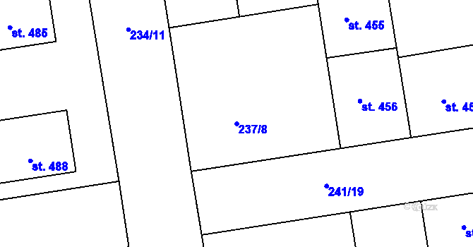 Parcela st. 237/8 v KÚ Hrabůvka, Katastrální mapa