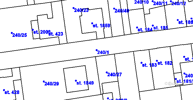 Parcela st. 240/1 v KÚ Hrabůvka, Katastrální mapa