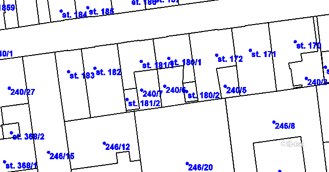 Parcela st. 240/6 v KÚ Hrabůvka, Katastrální mapa