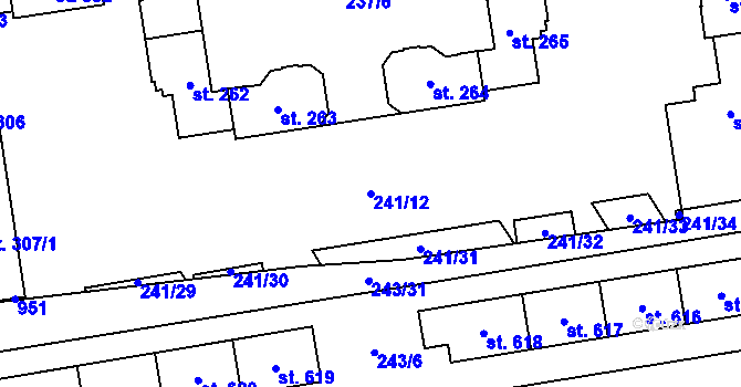 Parcela st. 241/12 v KÚ Hrabůvka, Katastrální mapa