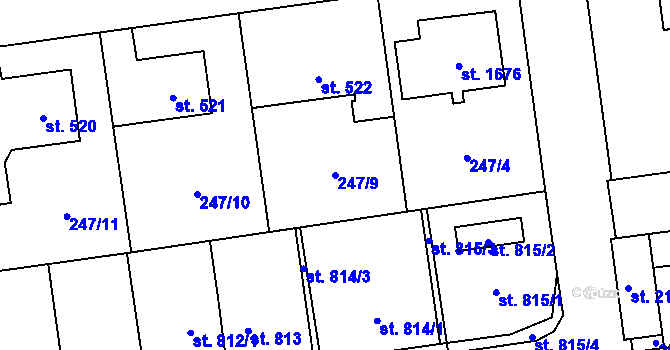 Parcela st. 247/9 v KÚ Hrabůvka, Katastrální mapa