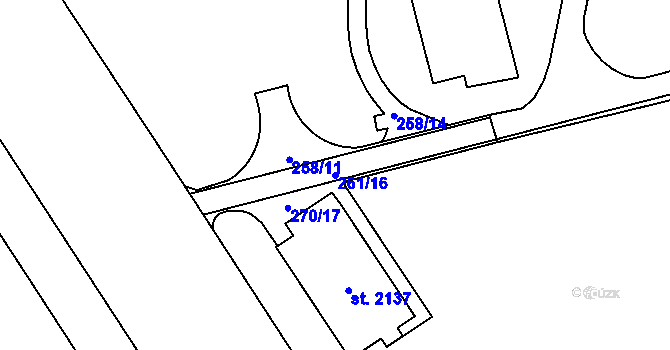 Parcela st. 261/16 v KÚ Hrabůvka, Katastrální mapa