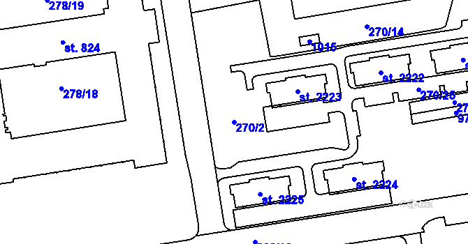 Parcela st. 270/2 v KÚ Hrabůvka, Katastrální mapa