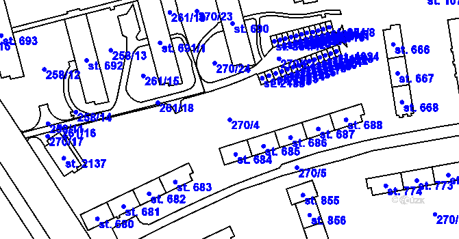 Parcela st. 270/4 v KÚ Hrabůvka, Katastrální mapa