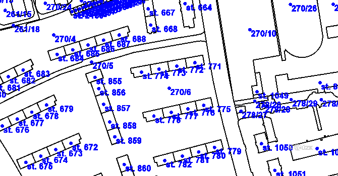 Parcela st. 270/6 v KÚ Hrabůvka, Katastrální mapa