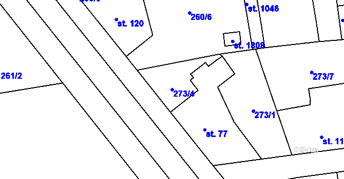 Parcela st. 273/4 v KÚ Hrabůvka, Katastrální mapa