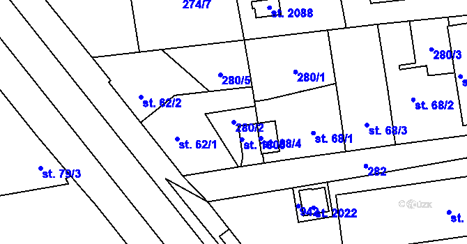 Parcela st. 280/2 v KÚ Hrabůvka, Katastrální mapa