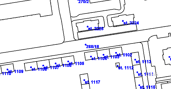 Parcela st. 288/18 v KÚ Hrabůvka, Katastrální mapa