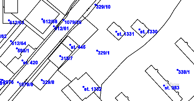 Parcela st. 329/1 v KÚ Hrabůvka, Katastrální mapa