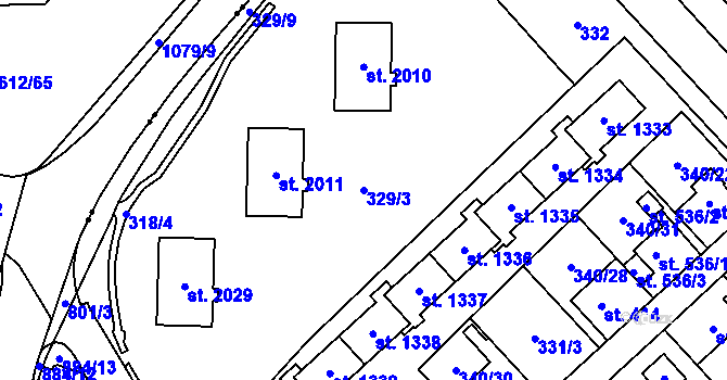 Parcela st. 329/3 v KÚ Hrabůvka, Katastrální mapa