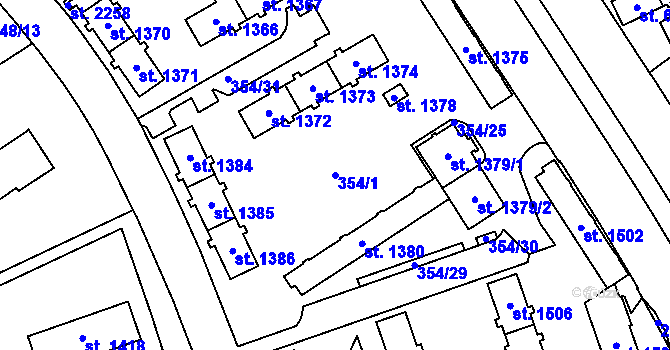 Parcela st. 354/1 v KÚ Hrabůvka, Katastrální mapa