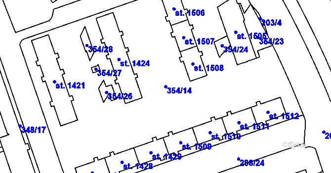 Parcela st. 354/14 v KÚ Hrabůvka, Katastrální mapa