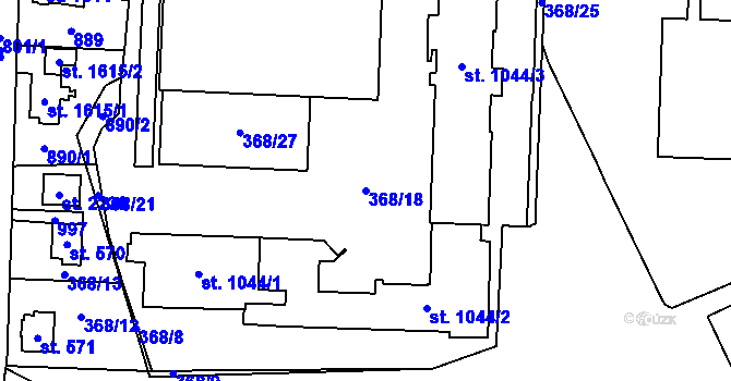Parcela st. 368/18 v KÚ Hrabůvka, Katastrální mapa