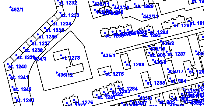 Parcela st. 435/1 v KÚ Hrabůvka, Katastrální mapa