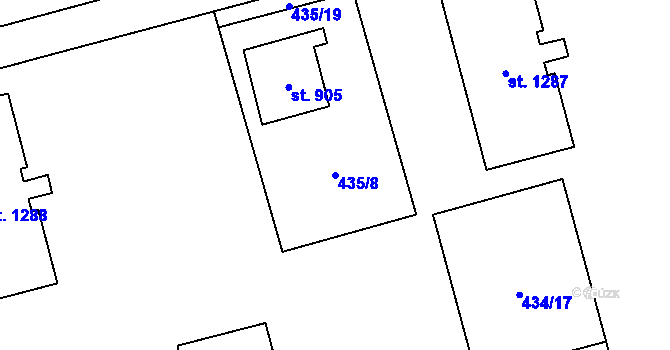 Parcela st. 435/8 v KÚ Hrabůvka, Katastrální mapa