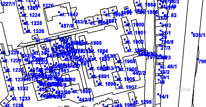 Parcela st. 463/6 v KÚ Hrabůvka, Katastrální mapa