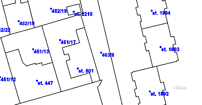 Parcela st. 463/8 v KÚ Hrabůvka, Katastrální mapa