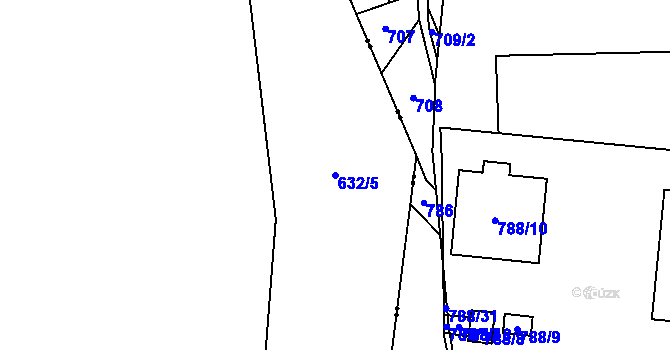 Parcela st. 632/5 v KÚ Hrabůvka, Katastrální mapa