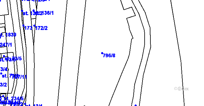 Parcela st. 796/8 v KÚ Hrabůvka, Katastrální mapa