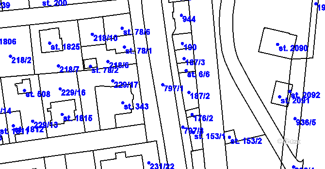 Parcela st. 797/1 v KÚ Hrabůvka, Katastrální mapa
