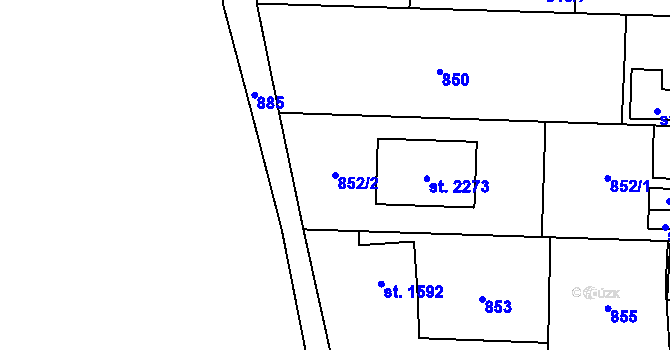 Parcela st. 852/2 v KÚ Hrabůvka, Katastrální mapa