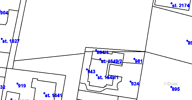Parcela st. 884/4 v KÚ Hrabůvka, Katastrální mapa