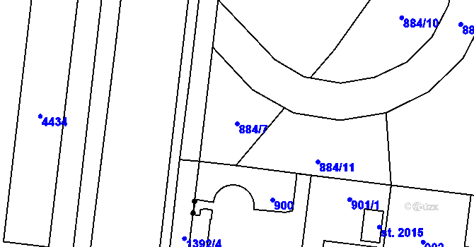 Parcela st. 884/7 v KÚ Hrabůvka, Katastrální mapa