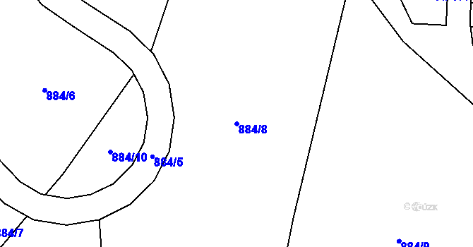 Parcela st. 884/8 v KÚ Hrabůvka, Katastrální mapa