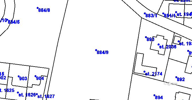 Parcela st. 884/9 v KÚ Hrabůvka, Katastrální mapa