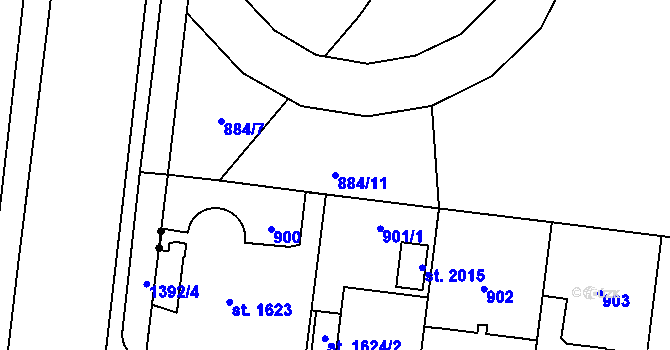 Parcela st. 884/11 v KÚ Hrabůvka, Katastrální mapa