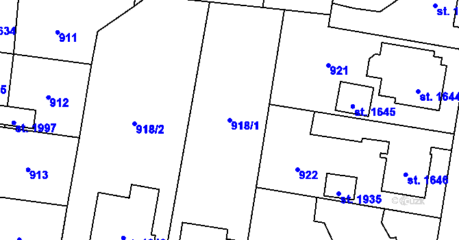 Parcela st. 918/1 v KÚ Hrabůvka, Katastrální mapa