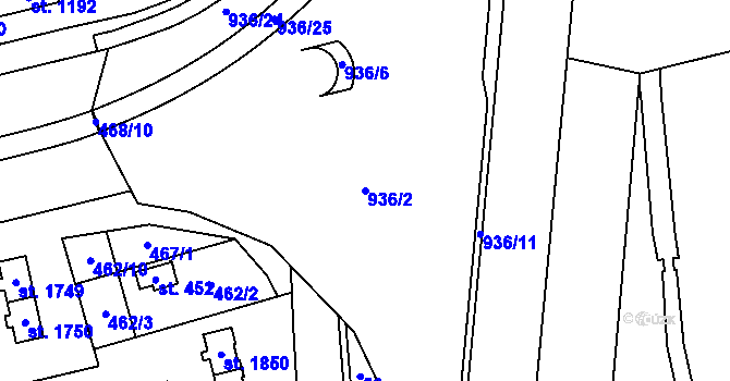 Parcela st. 936/2 v KÚ Hrabůvka, Katastrální mapa