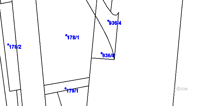 Parcela st. 936/8 v KÚ Hrabůvka, Katastrální mapa