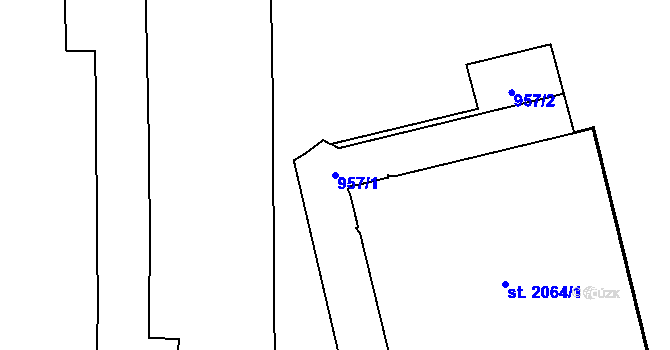 Parcela st. 957/1 v KÚ Hrabůvka, Katastrální mapa