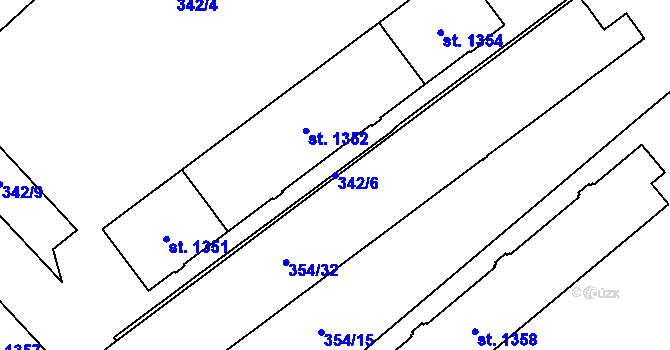 Parcela st. 342/6 v KÚ Hrabůvka, Katastrální mapa