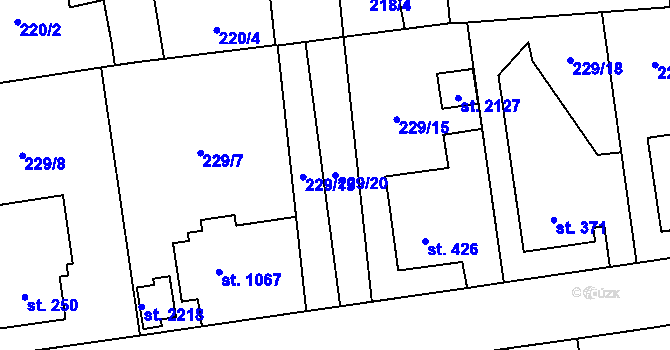 Parcela st. 229/20 v KÚ Hrabůvka, Katastrální mapa