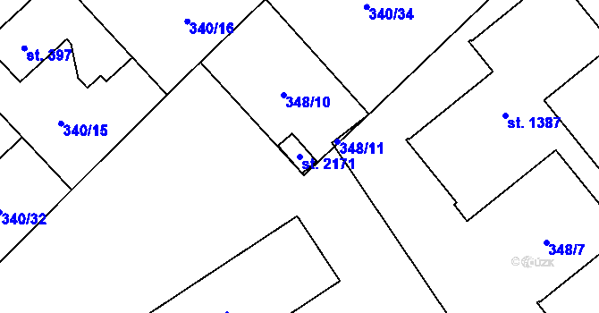 Parcela st. 2171 v KÚ Hrabůvka, Katastrální mapa