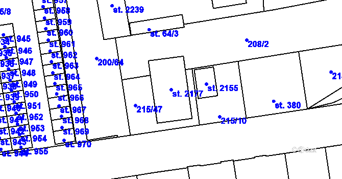 Parcela st. 2177 v KÚ Hrabůvka, Katastrální mapa